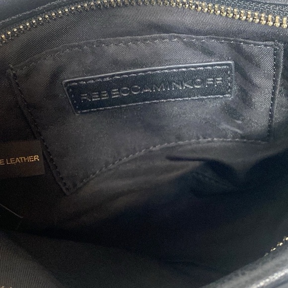 Rebecca Minkoff Black Leather Silver Lock Tassel Crossbody Handbag - Picture 9 of 11